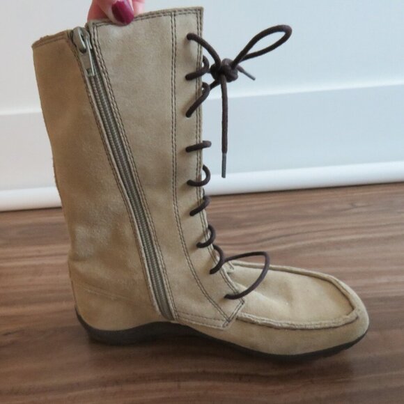 VAGABOND Cream Suede Leather Lace Up Snowflake Moccasin Winter Boots Size US 6.5 - Picture 13 of 16